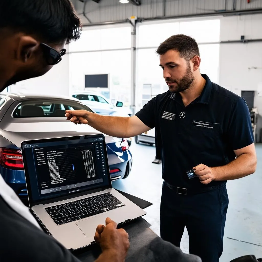 Mechanic Explaining Diagnostic Results