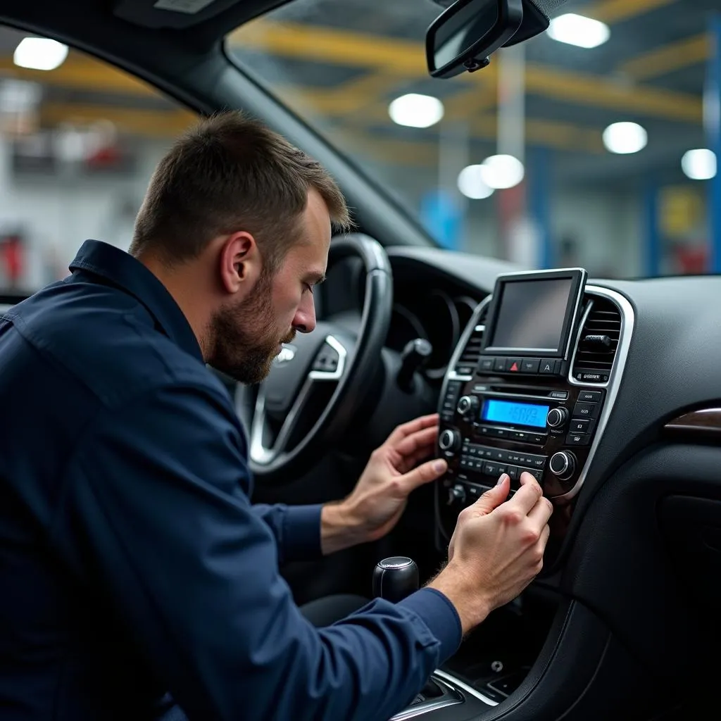 Car Radio Repair by a Mechanic