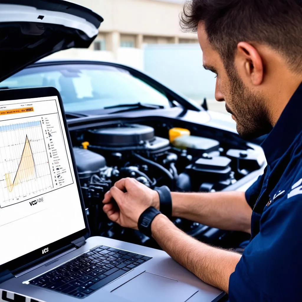 Mechanic using VCDS for diagnostics