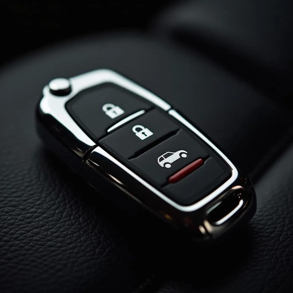 Modern car key fob with buttons