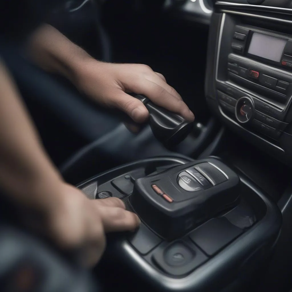 OBD2 Scanner plugged into a Mercedes ML430