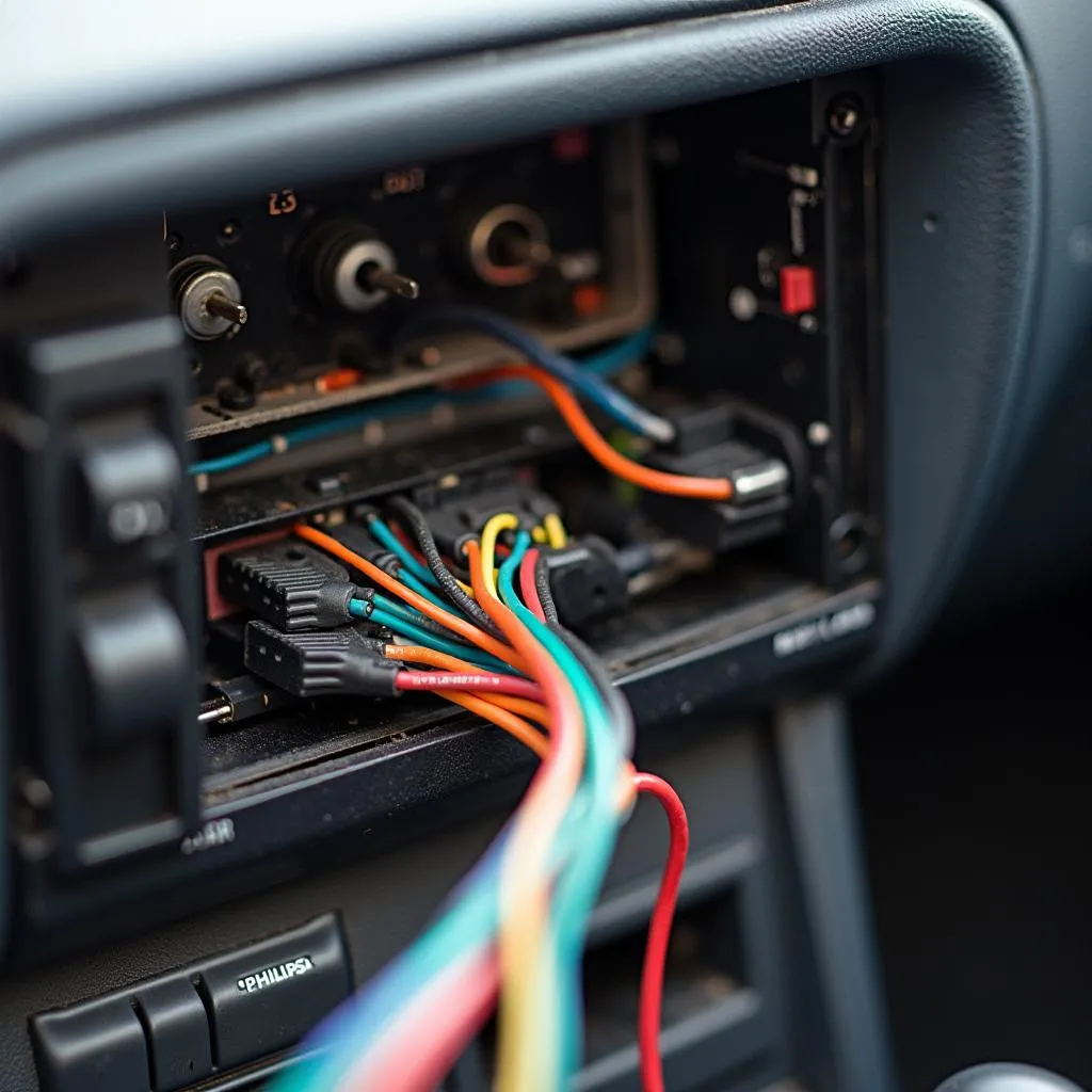 Philips car radio wiring harness close-up