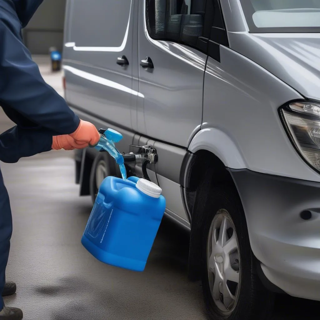 Refilling AdBlue Tank of Mercedes Sprinter Van