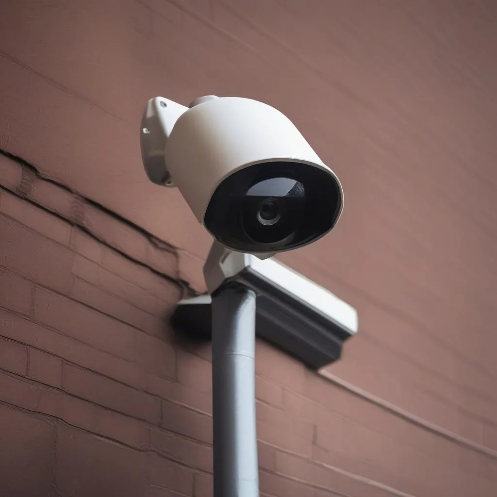 Security camera on a streetlight