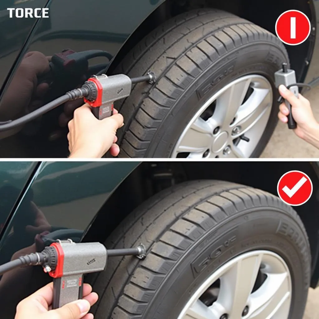 Using a torque wrench to tighten lug nuts