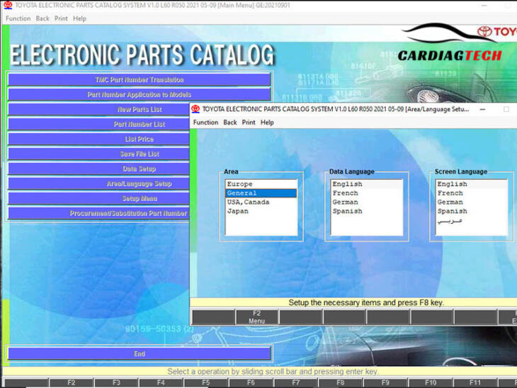 Toyota EPC Version 05/2021 Supported Languages