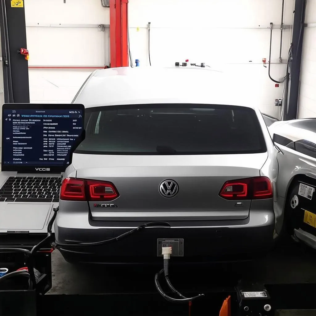 Laptop connected to a VW Jetta