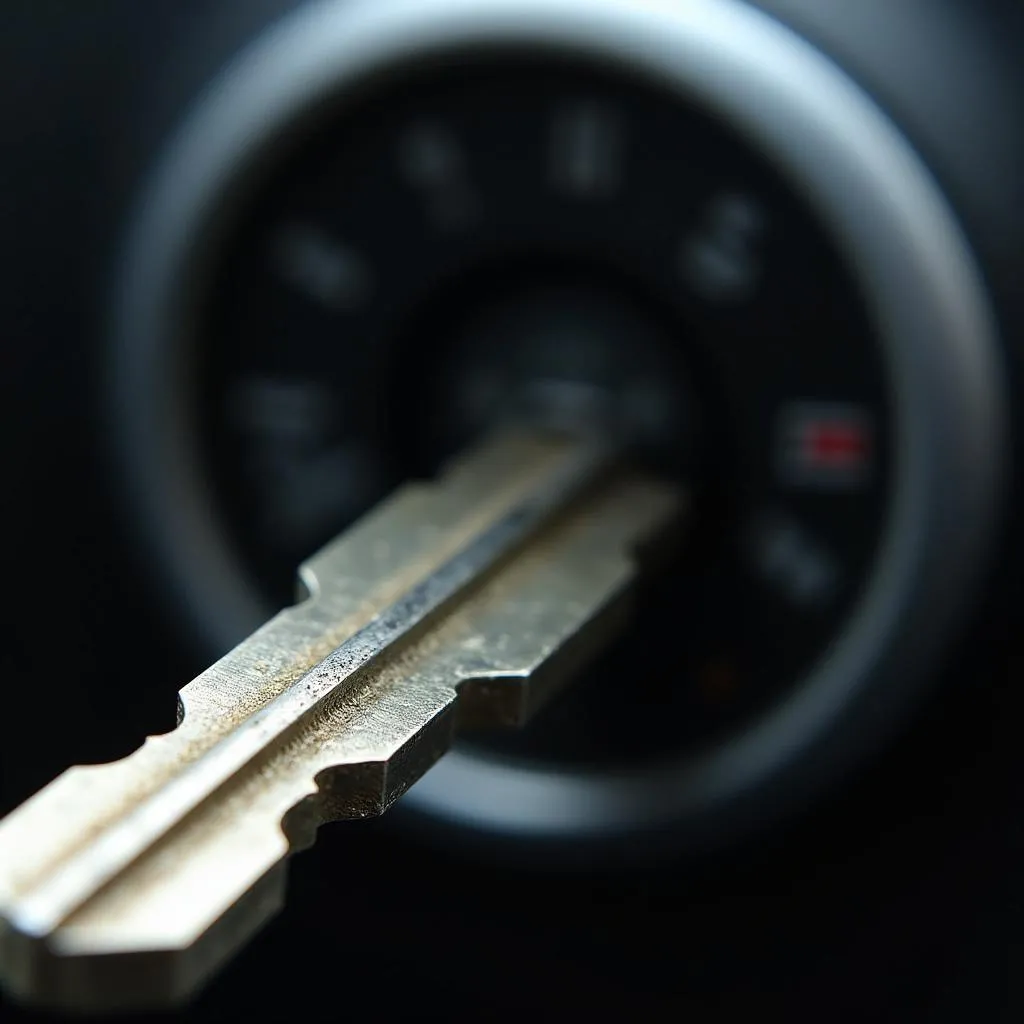 Worn Car Key in Ignition