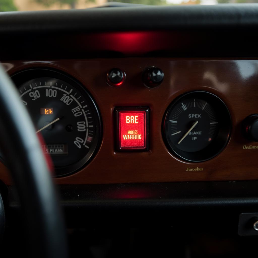 1972 Silver Shadow Dashboard with Illuminated Brake Warning Light