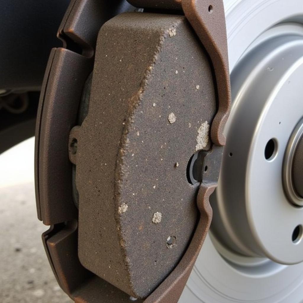 Worn brake pads on a 1997 Saturn SL2