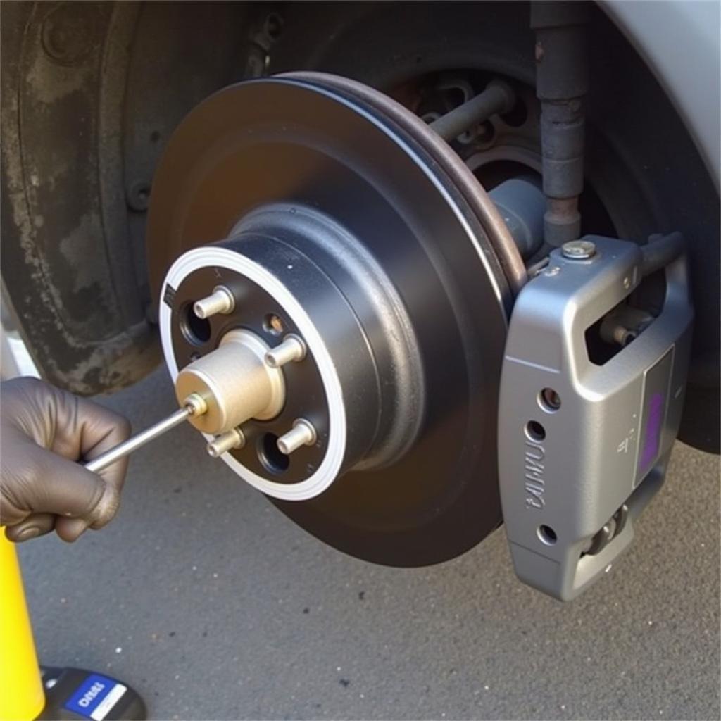 Inspecting Brake Pads on a 2002 VW Beetle