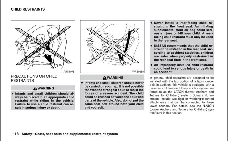 User Manual Nissan Maxima 2005 PDF Seat belt restraint instruction