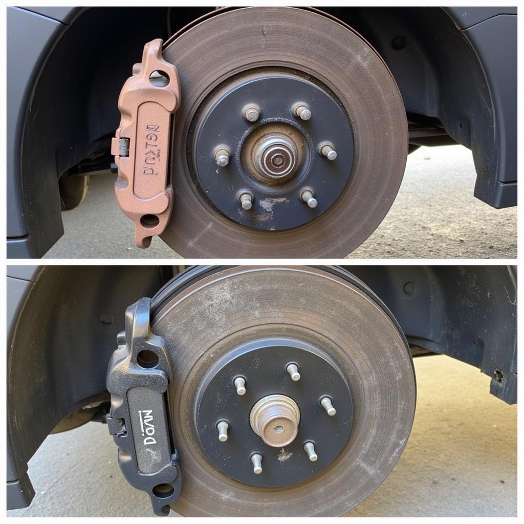 Worn brake pads on a 2008 Chevy Uplander