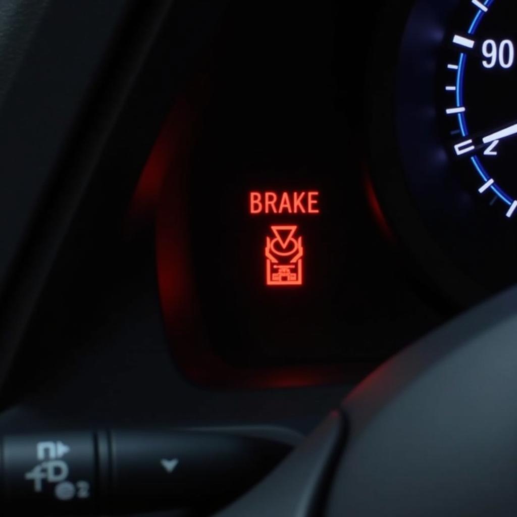 2010 Prius Dashboard with Brake System Warning Light Illuminated