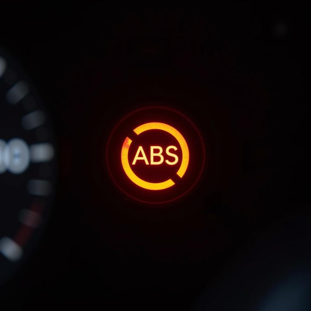 Dashboard with ABS warning light illuminated