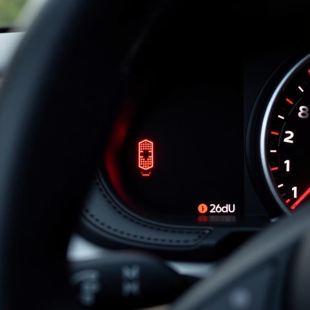 Alfa Romeo Stelvio Dashboard with Brake Pad Warning Light On