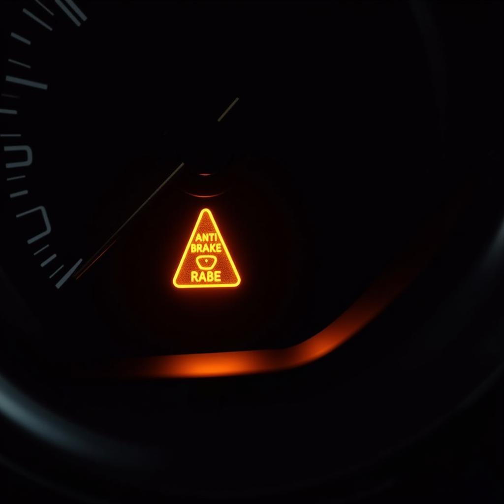 Anti-brake warning light on car dashboard