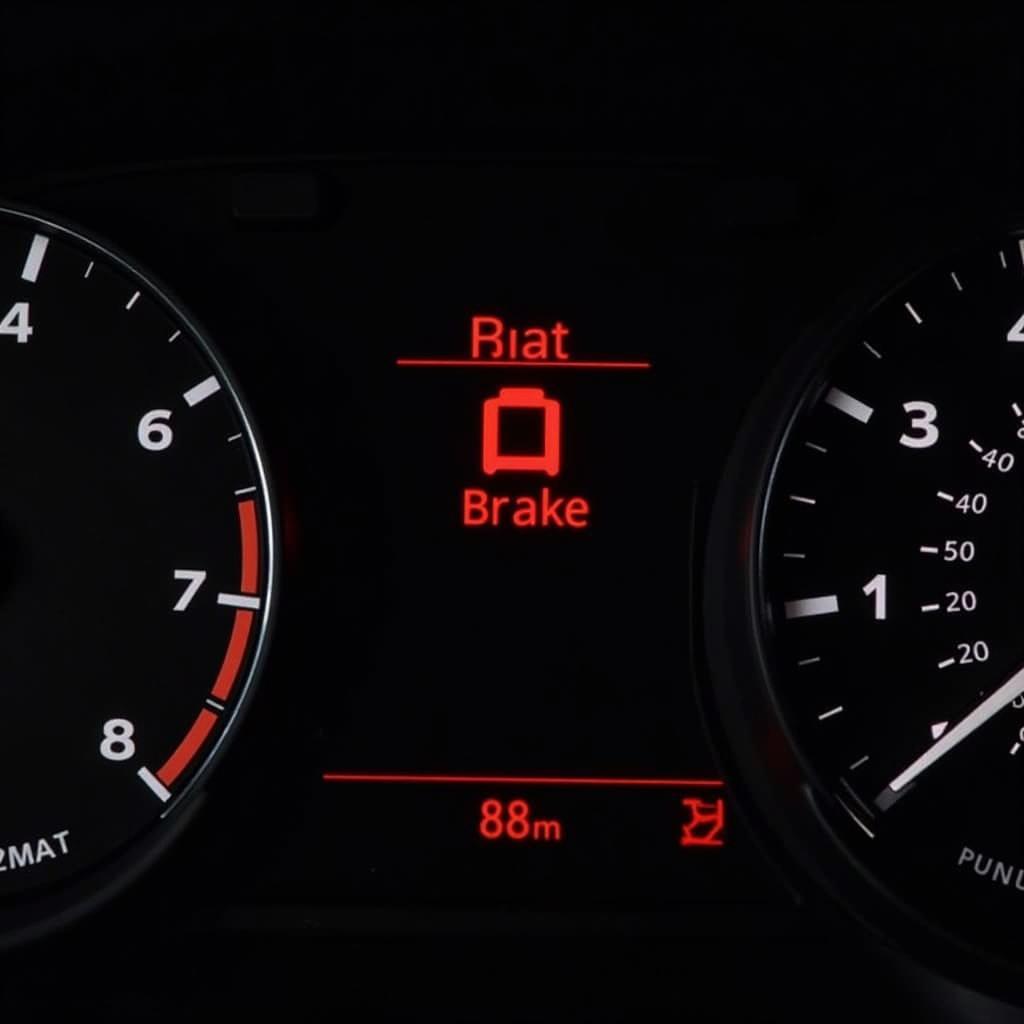 Audi A6 C5 dashboard with illuminated brake warning light