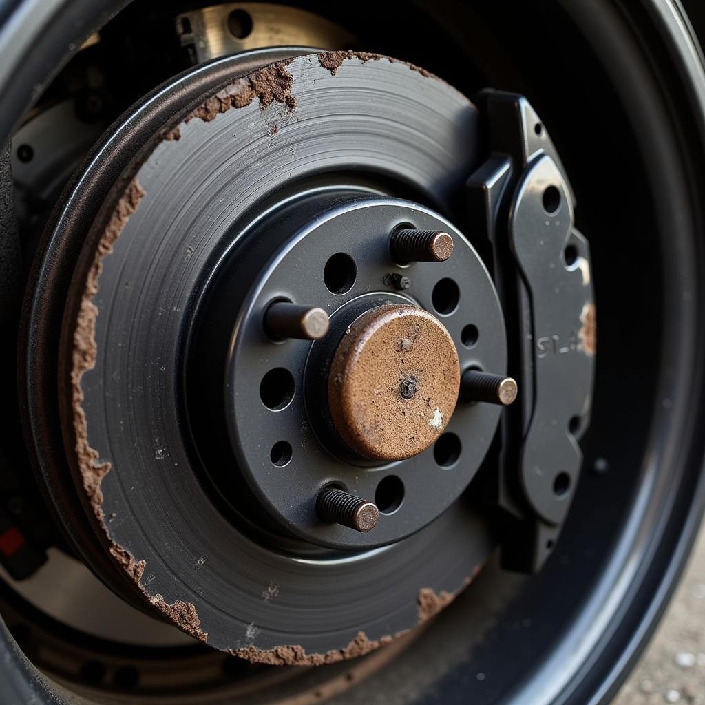 Worn Brake Pads on an Audi RS6