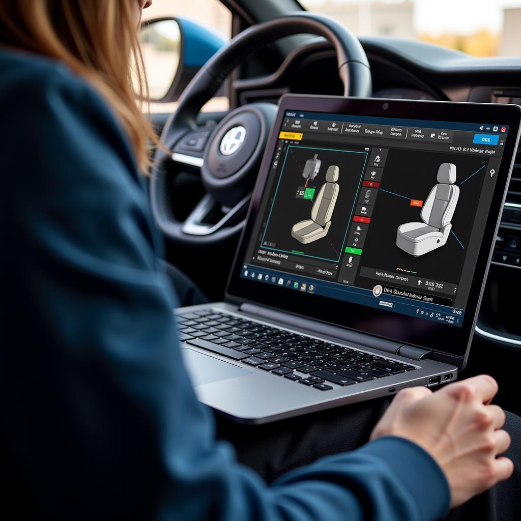 A laptop displaying automotive diagnostic software