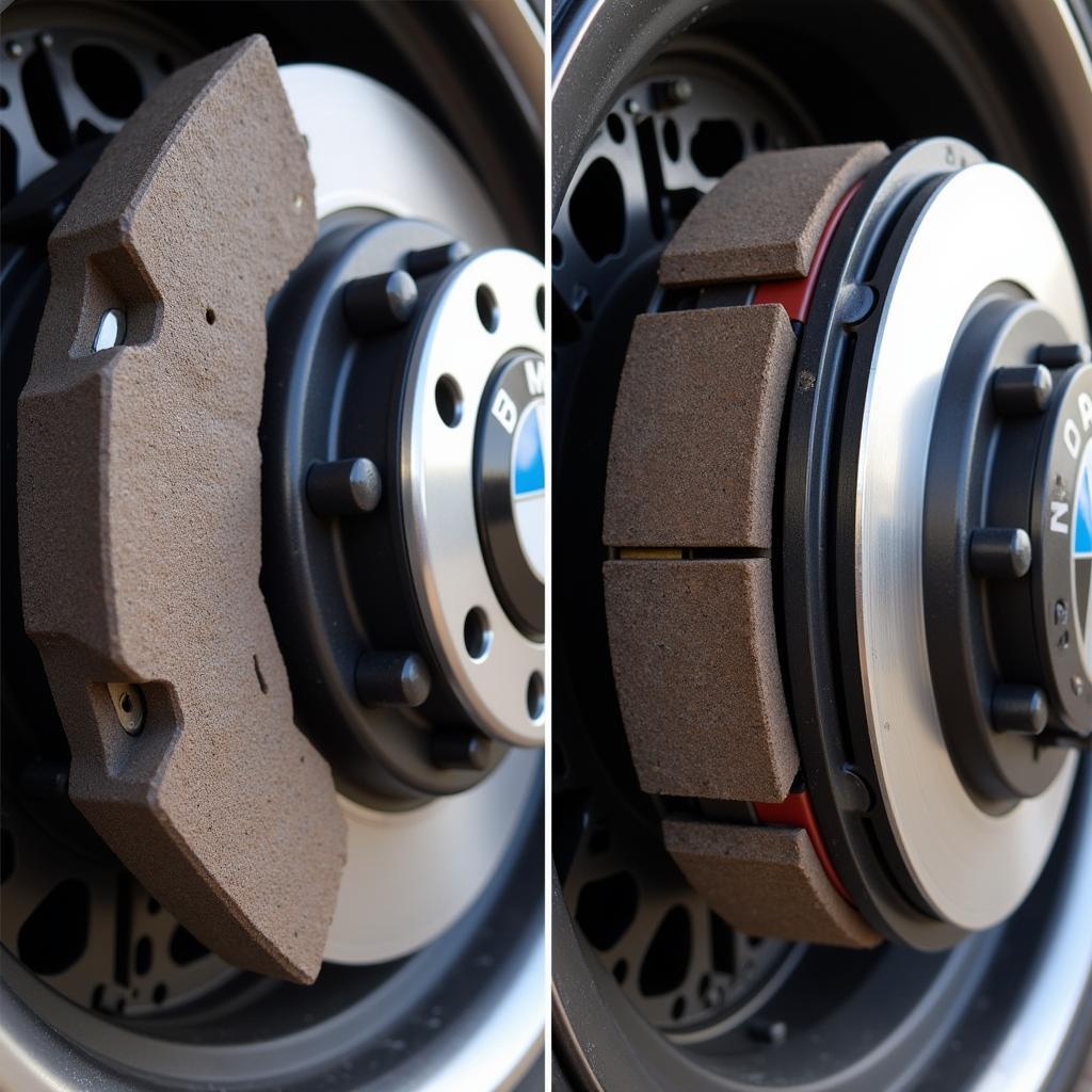 Worn Brake Pads on a BMW