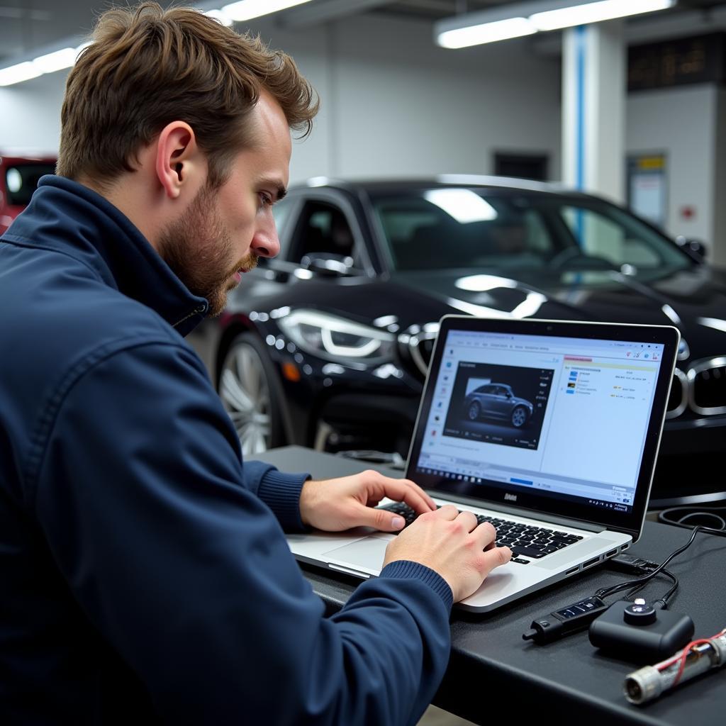 BMW Technician Performing Remote Diagnostics