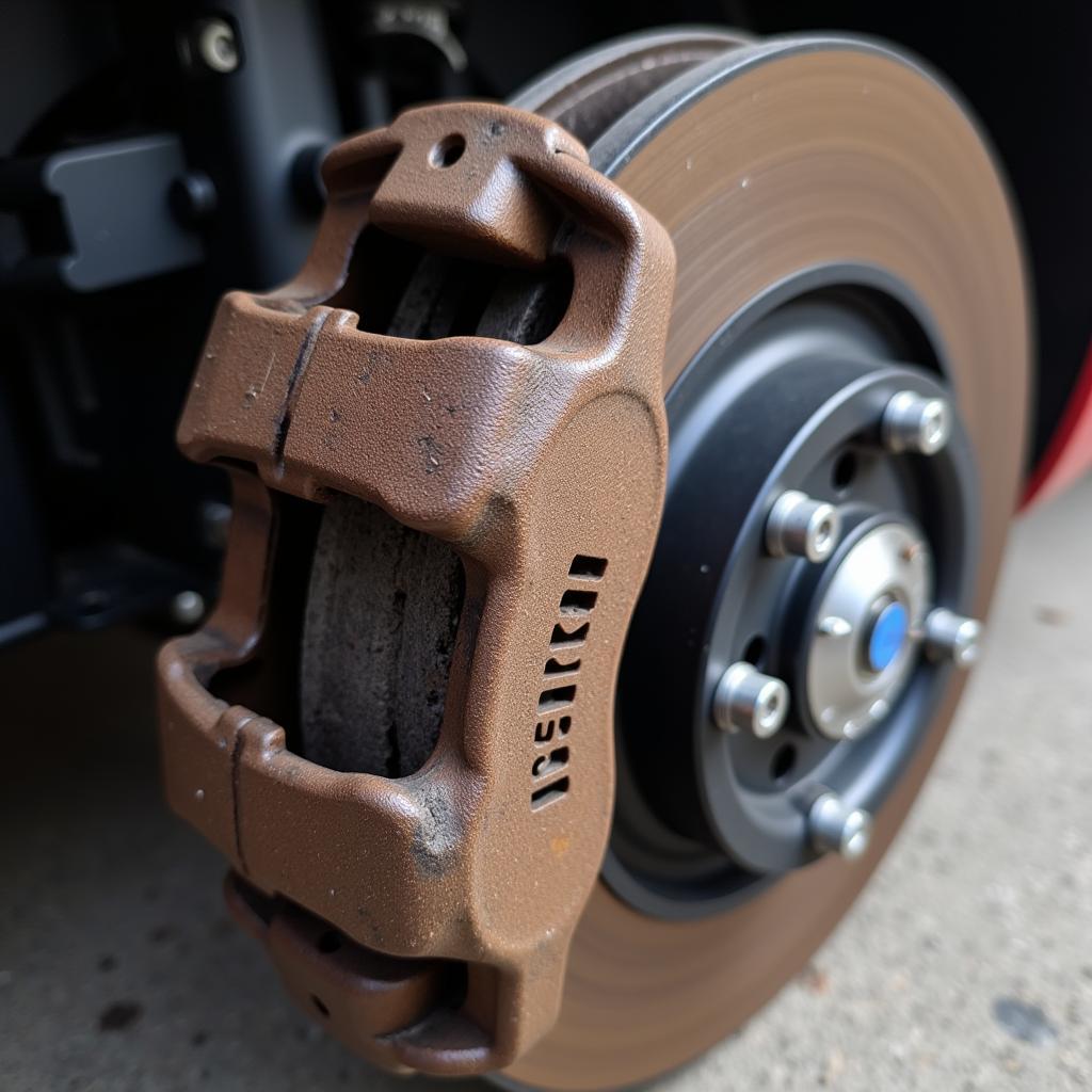 Worn Brake Pads on a BMW Z4