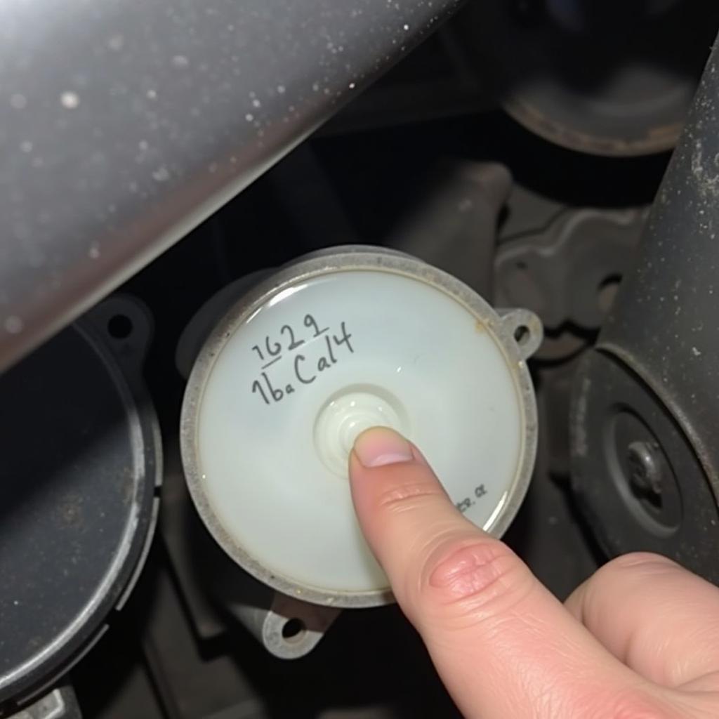 Checking the brake fluid reservoir in a 2005 Hyundai Elantra