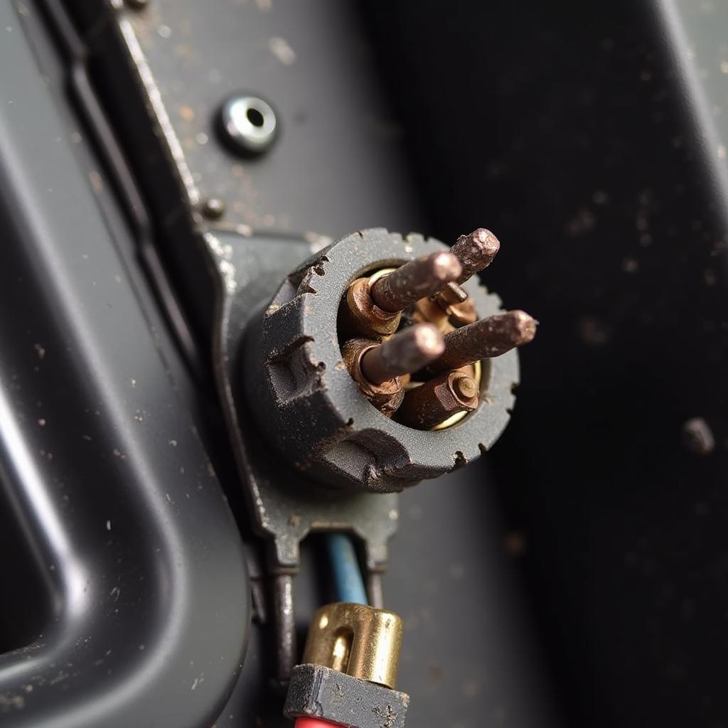 Faulty brake light switch with exposed wiring