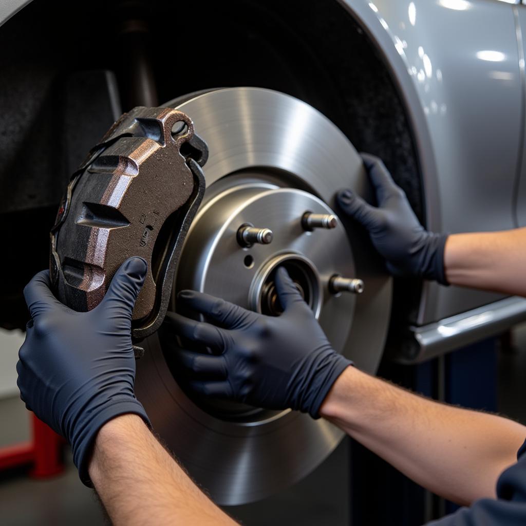 Inspecting Brake Pads on a 2012 Mercedes-Benz C300