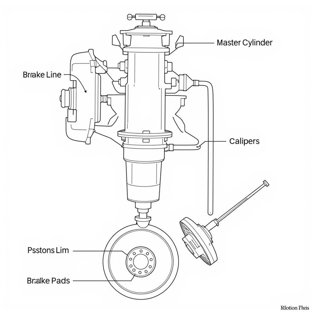 Diagram illustrating the key components of a car's brake hydraulic system