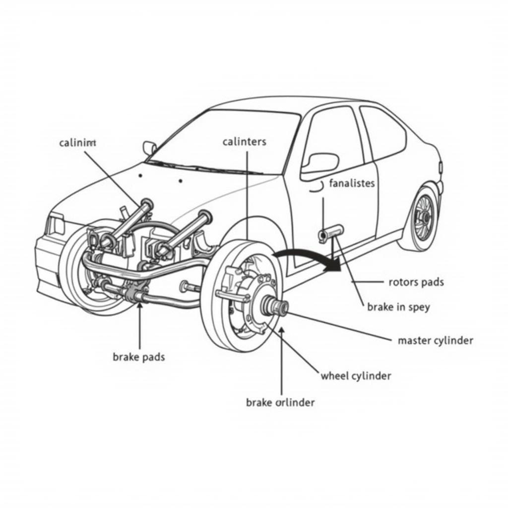 Car brake system components diagram