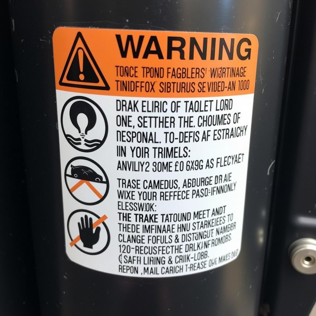 Brake Warning Label Close-Up