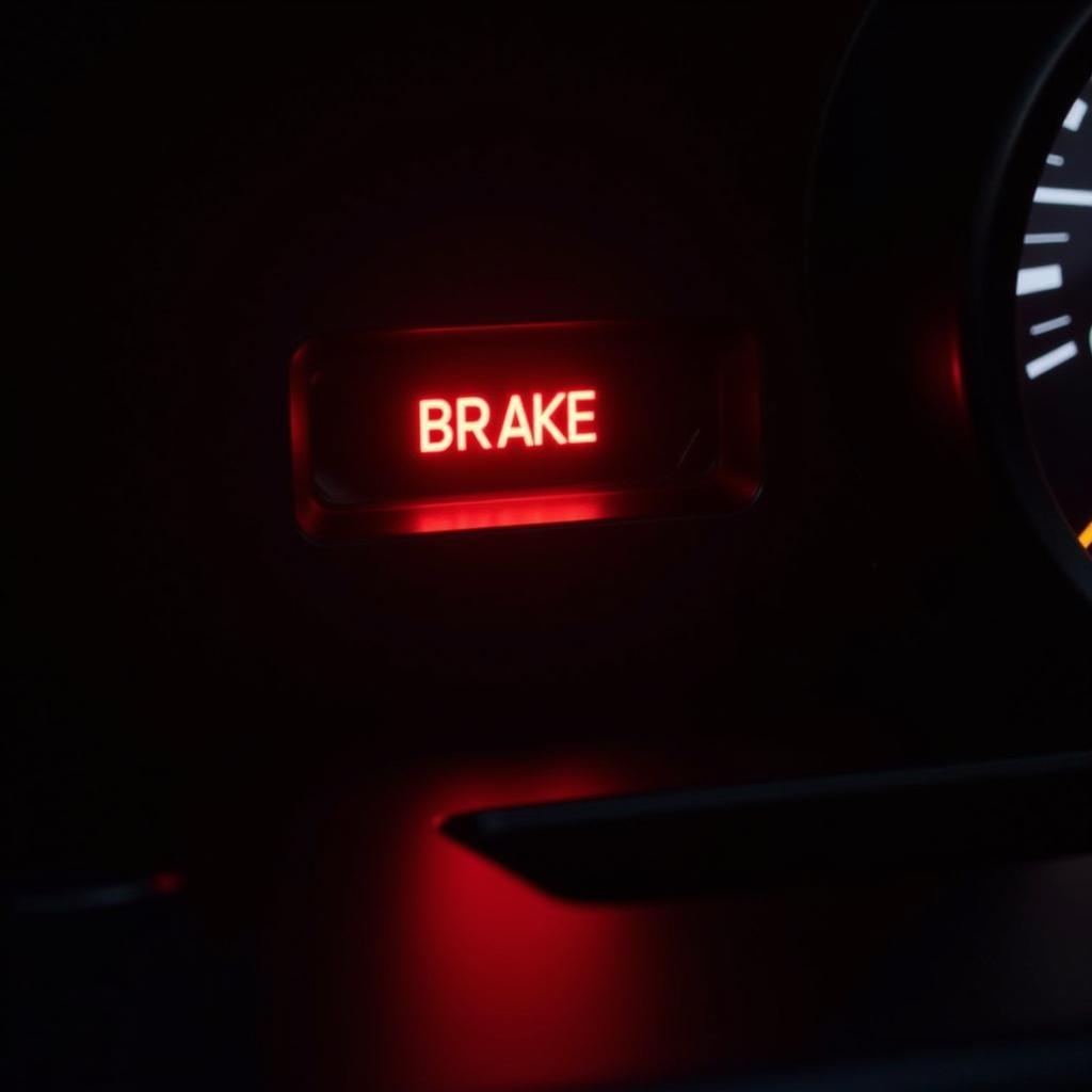 Brake Warning Light on Car Dashboard