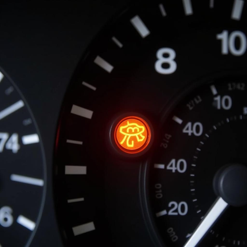 2004 Ford F150 Dashboard with Illuminated Brake Warning Light