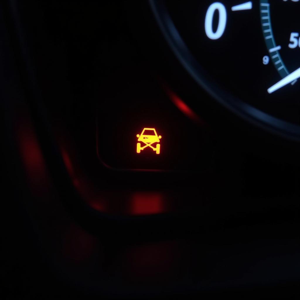 Brake Warning Light on a Car Dashboard