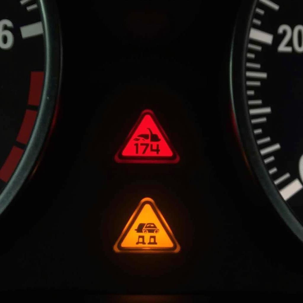 BMW 325 Dashboard with Illuminated Brake Warning Lights