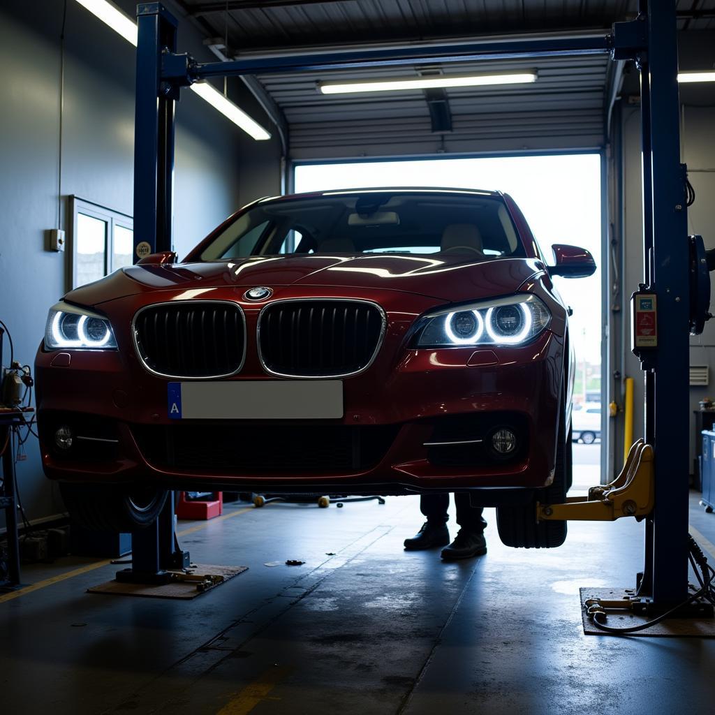 Car Undergoing an MOT Test