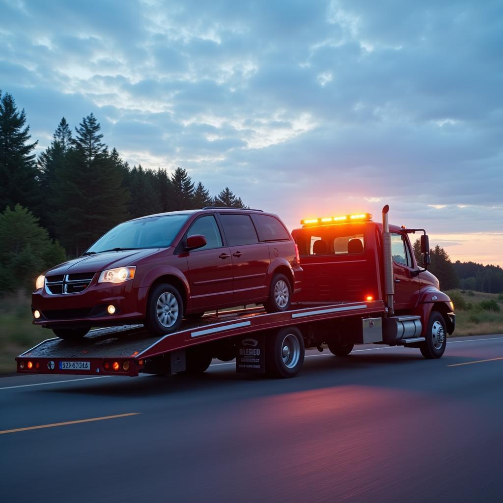 Tow Truck Transporting Car