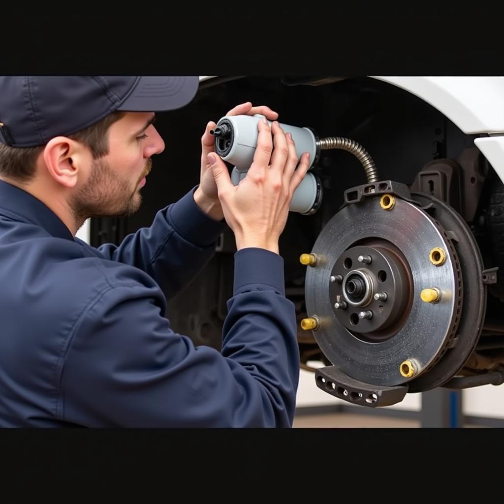 Mechanic Checking Brake Fluid Level