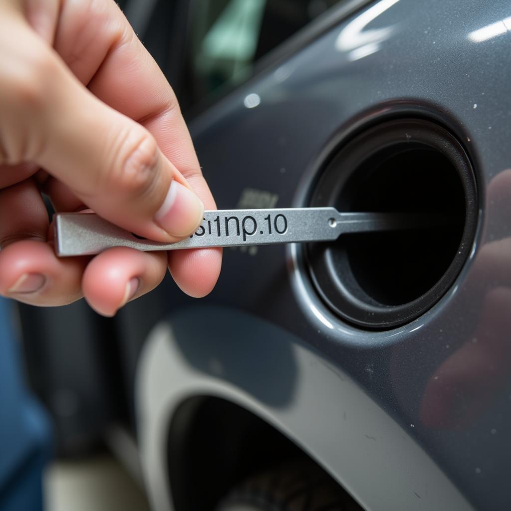 Checking Car Oil Level with Dipstick