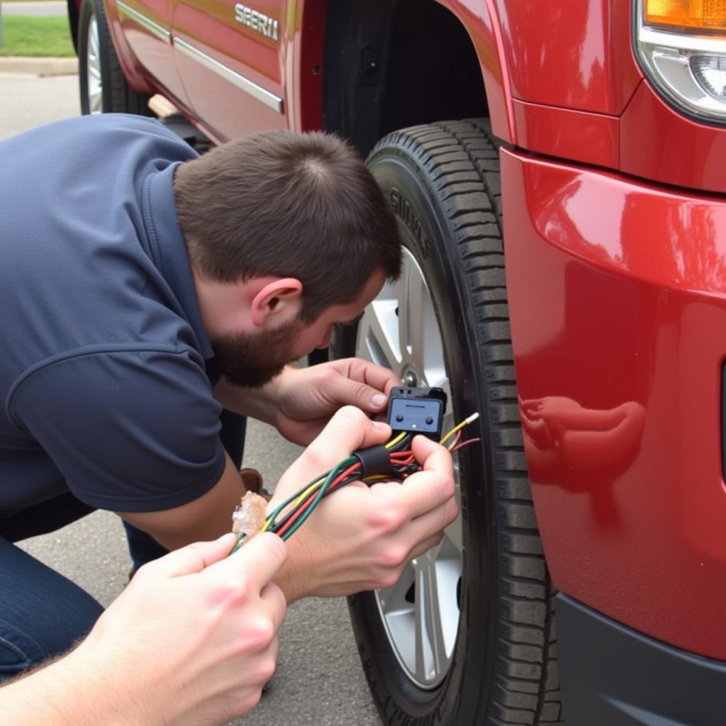 Inspecting Trailer Brake Wiring on a 2014 Sierra