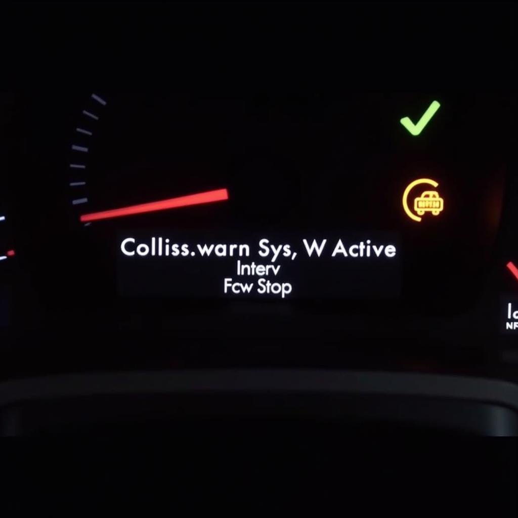 Car Dashboard Displaying Collision Warning