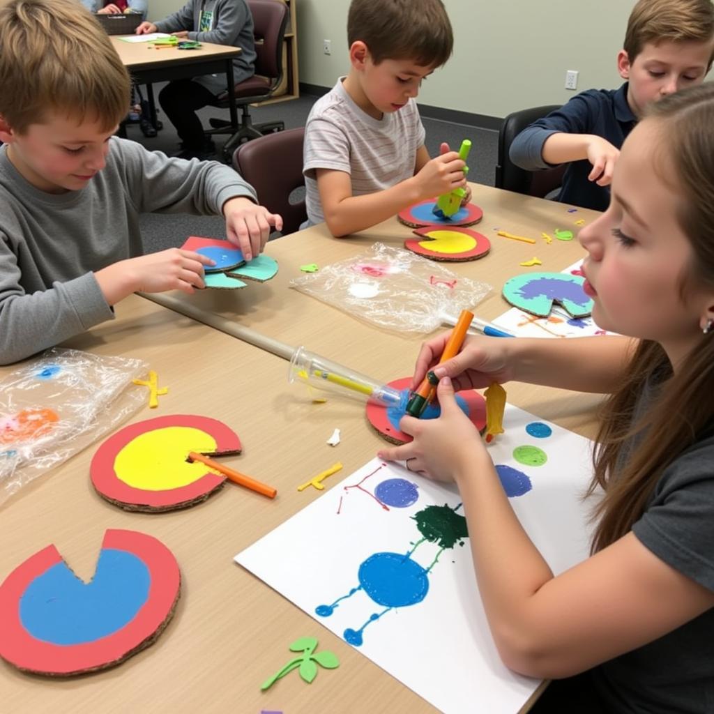 Children Creating Traffic Signs from Cardboard