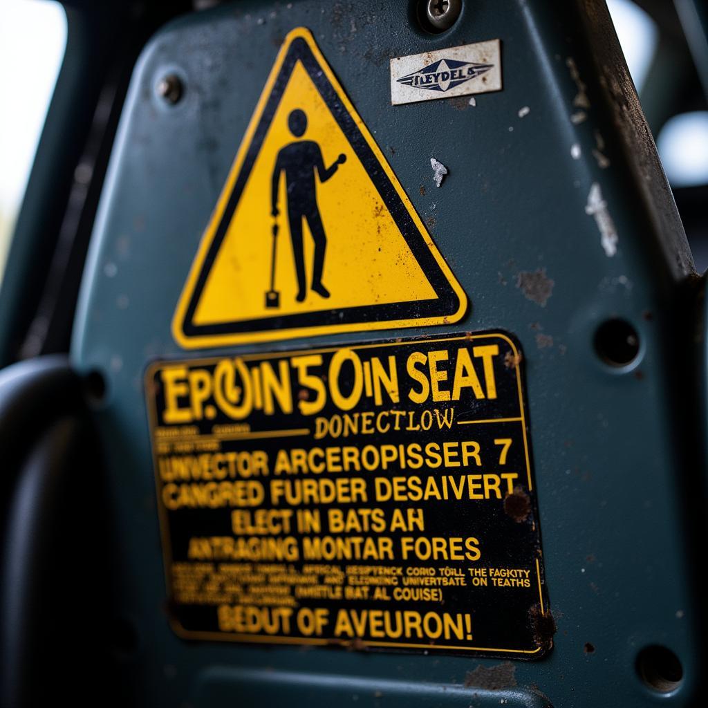 F16 Ejection Seat Warning Label Close Up