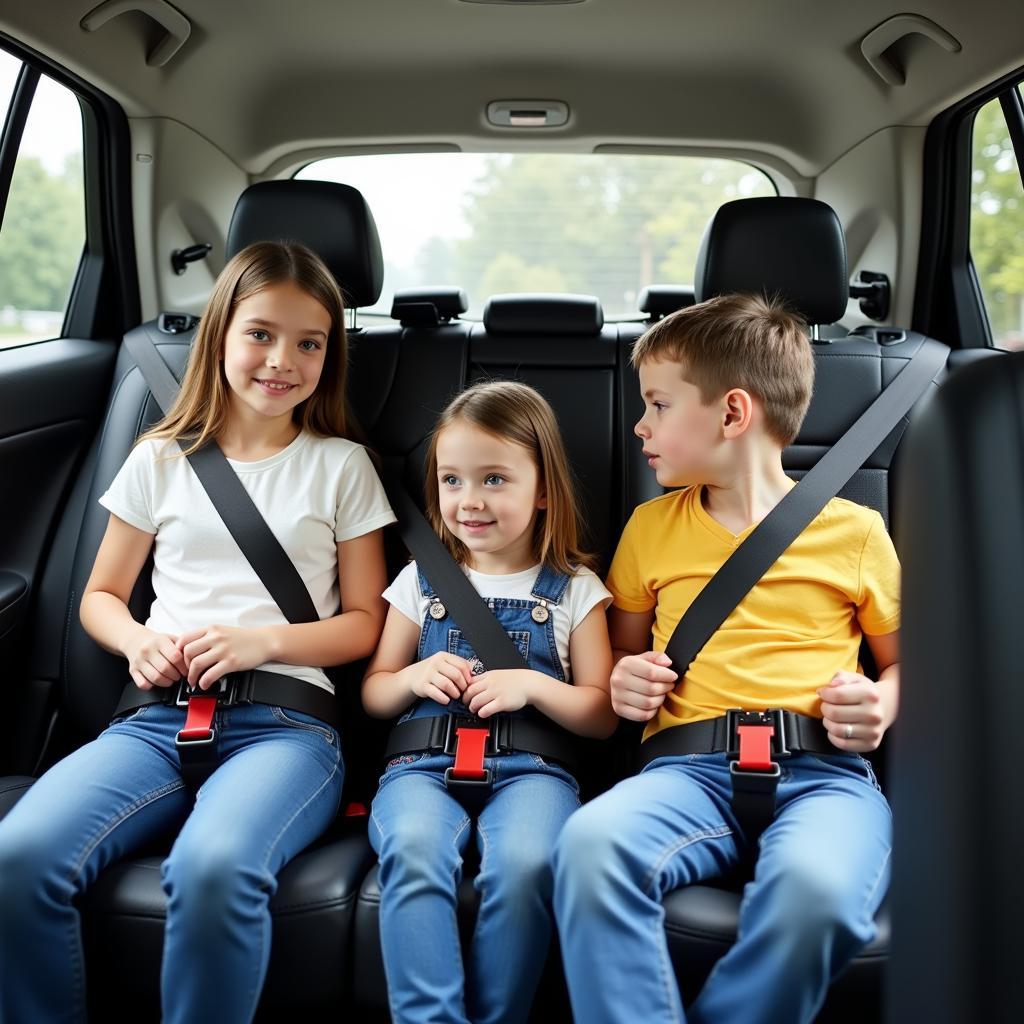 Family Buckling Seat Belts in Backseat