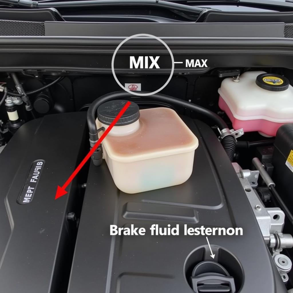 Checking the brake fluid reservoir in a 2015 Ford Focus