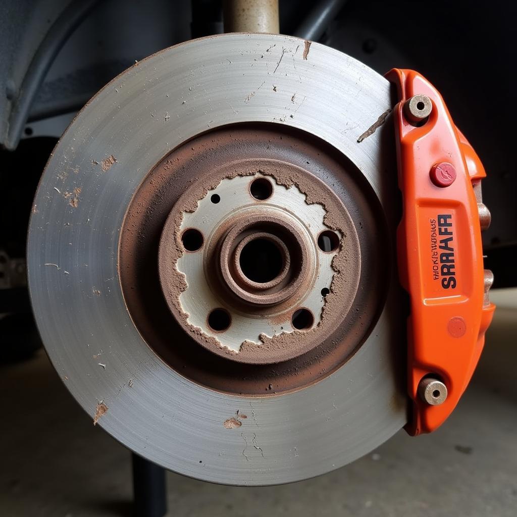 Worn brake pads on a Mercedes-Benz GL450