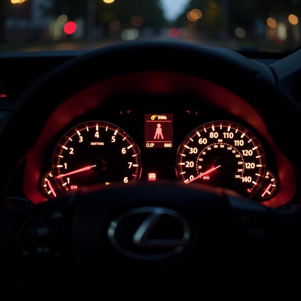 Various Warning Lights Illuminated on Lexus Dashboard