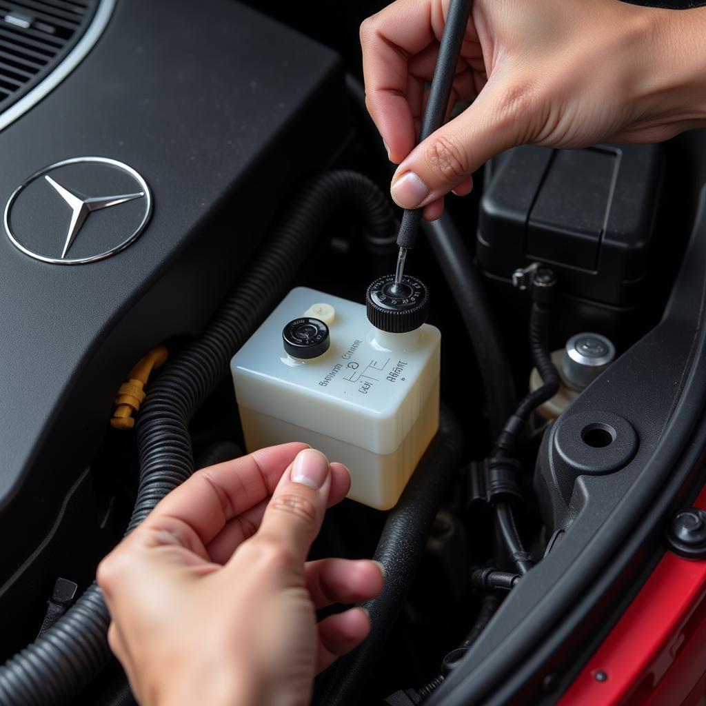 Checking Brake Fluid Level in Mercedes